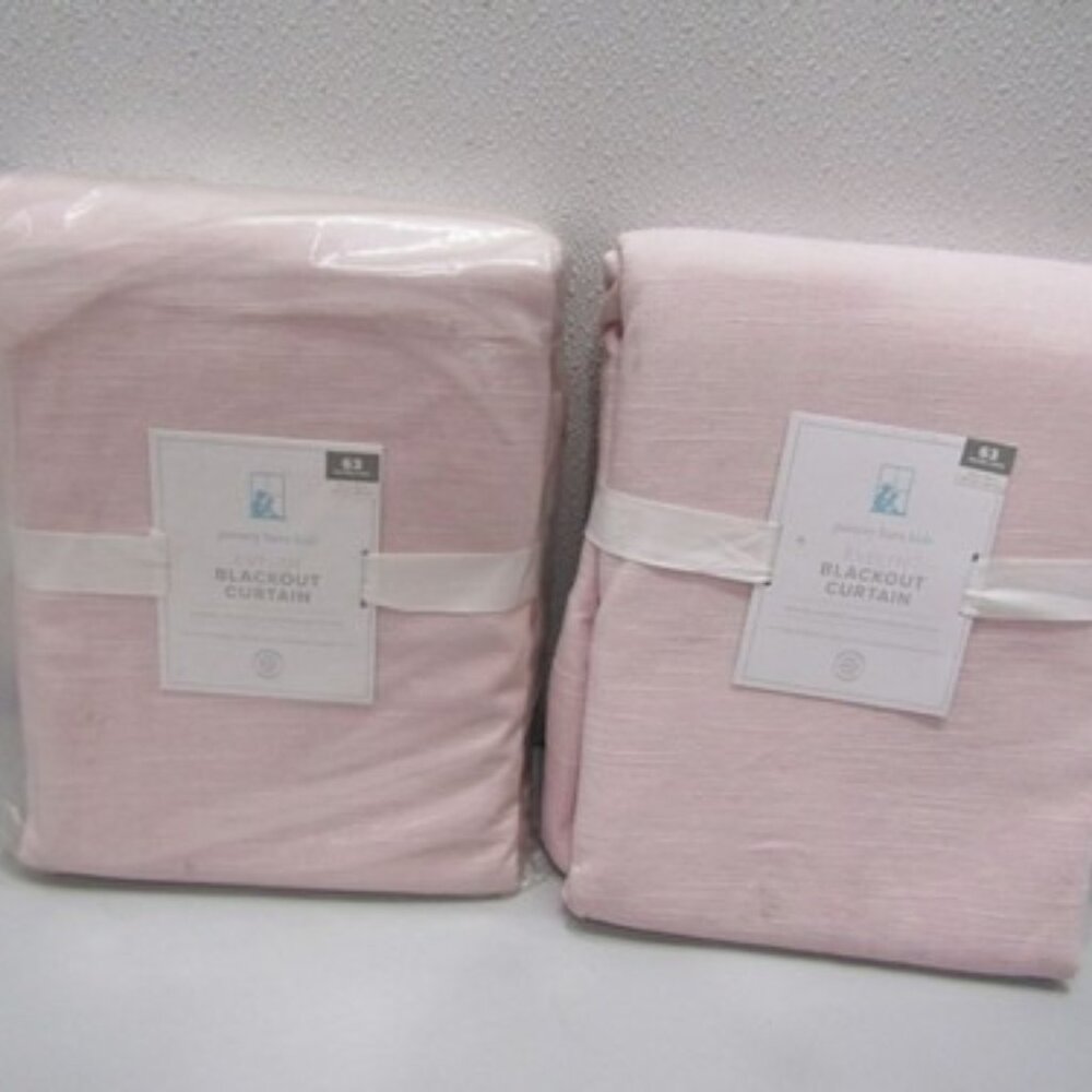 NEW POTTERY BARN Kids Evelyn Linen Blackout Curtains –Blush– 54" x 63" –Set of 2